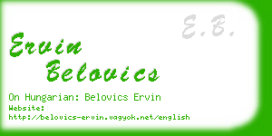ervin belovics business card